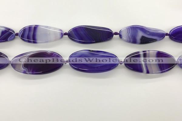 CAA4310 15.5 inches 25*50mm twisted oval line agate beads