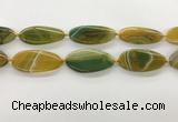 CAA4313 15.5 inches 25*50mm twisted oval line agate beads