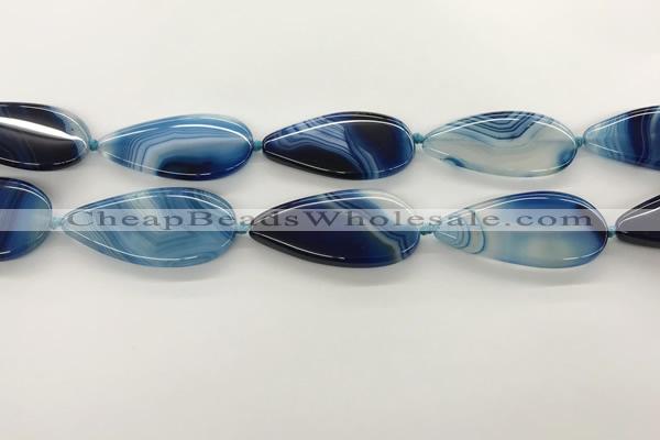 CAA4325 15.5 inches 25*50mm flat teardrop line agate beads