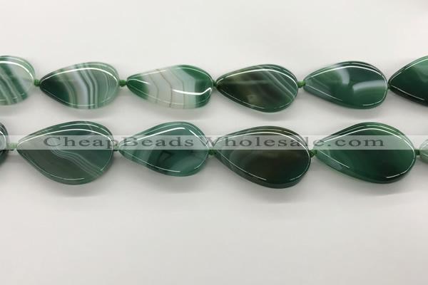 CAA4328 15.5 inches 30*40mm flat teardrop line agate beads