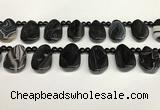 CAA4369 Top drilled 20*30mm freeform black banded agate beads