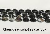 CAA4397 15.5 inches 15*20mm oval black banded agate beads