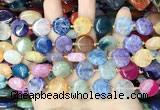 CAA4407 15.5 inches 15mm flat round agate druzy geode beads