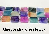 CAA4427 15.5 inches 15*20mm rectangle agate druzy geode beads