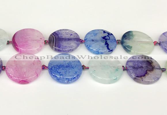 CAA4434 15.5 inches 30mm flat round agate druzy geode beads