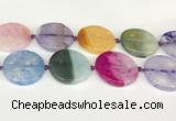 CAA4435 15.5 inches 35mm flat round agate druzy geode beads