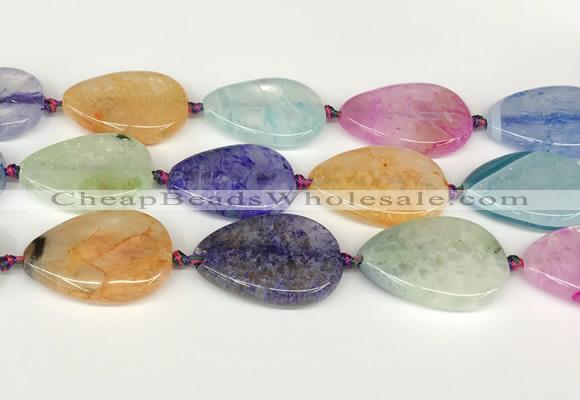 CAA4438 15.5 inches 25*35mm flat teardrop agate druzy geode beads