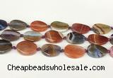 CAA4523 15.5 inches 20*26mm twisted oval dragon veins agate beads