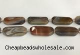 CAA4553 15.5 inches 22*42mm octagonal banded agate beads wholesale