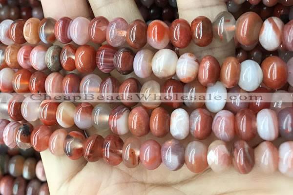 CAA4563 15.5 inches 6*10mm - 8*11mm rondelle south red agate beads