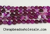 CAA4582 15.5 inches 10mm flat round banded agate beads wholesale