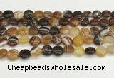 CAA4588 15.5 inches 12mm flat round banded agate beads wholesale