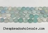 CAA4592 15.5 inches 12mm flat round banded agate beads wholesale