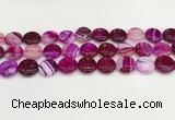 CAA4598 15.5 inches 14mm flat round banded agate beads wholesale