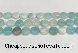 CAA4600 15.5 inches 14mm flat round banded agate beads wholesale