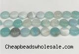 CAA4608 15.5 inches 16mm flat round banded agate beads wholesale