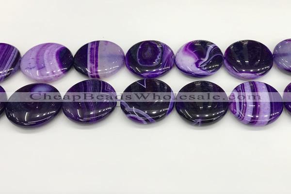 CAA4637 15.5 inches 30mm flat round banded agate beads wholesale