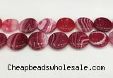 CAA4639 15.5 inches 30mm flat round banded agate beads wholesale