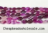 CAA4647 15.5 inches 10*14mm oval banded agate beads wholesale