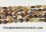 CAA4686 15.5 inches 10*14mm flat teardrop banded agate beads wholesale