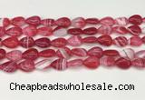 CAA4689 15.5 inches 10*14mm flat teardrop banded agate beads wholesale