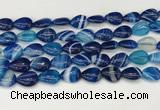 CAA4691 15.5 inches 10*14mm flat teardrop banded agate beads wholesale