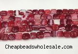 CAA4729 15.5 inches 10*10mm square banded agate beads wholesale