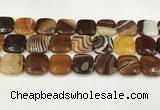 CAA4765 15.5 inches 20*20mm square banded agate beads wholesale