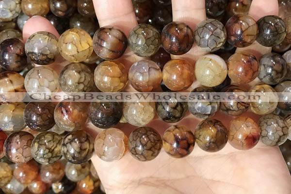 CAA5051 15.5 inches 14mm round dragon veins agate beads wholesale