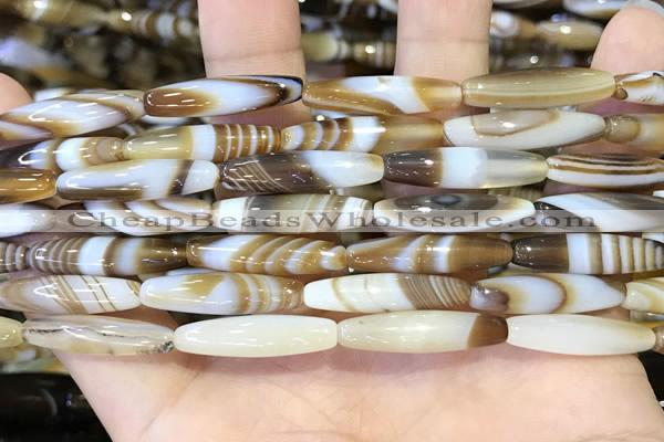 CAA5108 15.5 inches 6*25mm rice striped agate beads wholesale