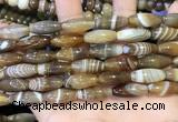 CAA5110 15.5 inches 8*16mm rice striped agate beads wholesale