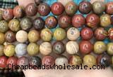 CAA5137 15.5 inches 14mm round red moss agate beads wholesale