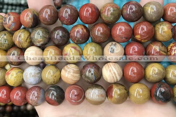 CAA5137 15.5 inches 14mm round red moss agate beads wholesale