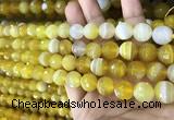 CAA5150 15.5 inches 6mm faceted round banded agate beads