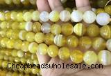 CAA5151 15.5 inches 8mm faceted round banded agate beads