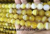 CAA5152 15.5 inches 10mm faceted round banded agate beads