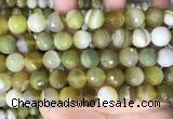 CAA5161 15.5 inches 14mm faceted round banded agate beads