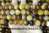 CAA5174 15.5 inches 12mm faceted round banded agate beads