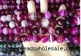 CAA5187 15.5 inches 10mm faceted round banded agate beads