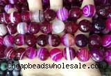 CAA5189 15.5 inches 14mm faceted round banded agate beads