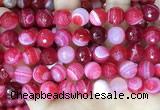 CAA5196 15.5 inches 14mm faceted round banded agate beads