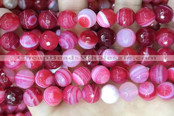 CAA5196 15.5 inches 14mm faceted round banded agate beads