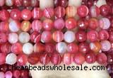 CAA5202 15.5 inches 12mm faceted round banded agate beads