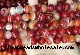 CAA5208 15.5 inches 10mm faceted round banded agate beads