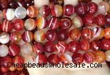 CAA5209 15.5 inches 12mm faceted round banded agate beads