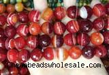 CAA5210 15.5 inches 14mm faceted round banded agate beads