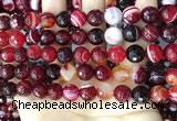 CAA5214 15.5 inches 8mm faceted round banded agate beads