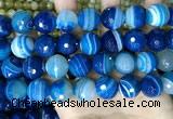 CAA5232 15.5 inches 16mm faceted round banded agate beads