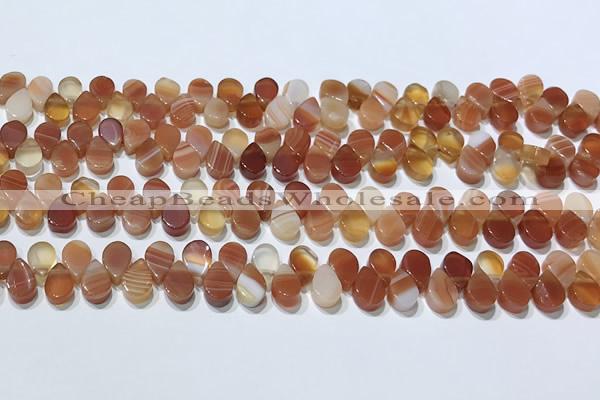 CAA5300 Top drilled 6*8mm flat teardrop line agate beads