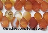 CAA5301 Top drilled 6*8mm flat teardrop line agate beads